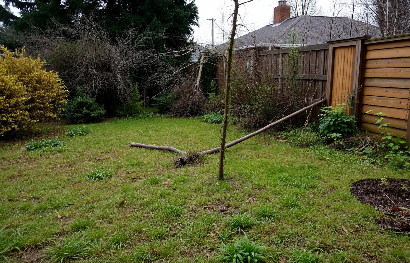 Before — backyard landscape renovation on Bainbridge Island